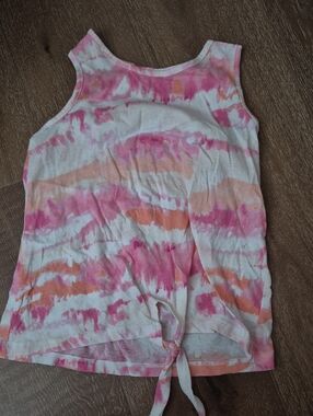 The Children's Place Pink & Orange Tie-Dye Knot Front Tank